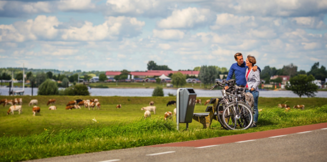 Fietsen bij het prachtige platte land rond de Betuwe